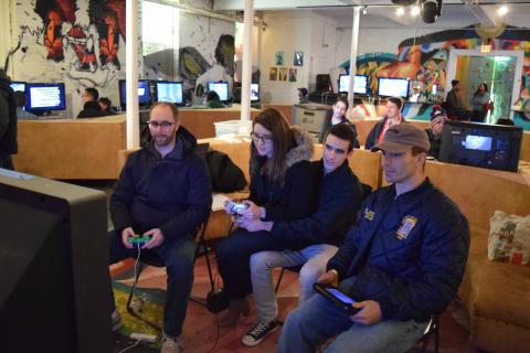 Firefighter and friends playing games