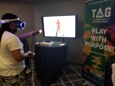Player enjoying VR setup