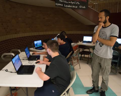 Kreston overseeing game dev workshop