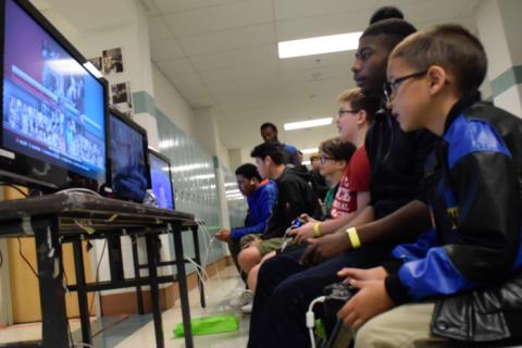 Students enjoying gaming