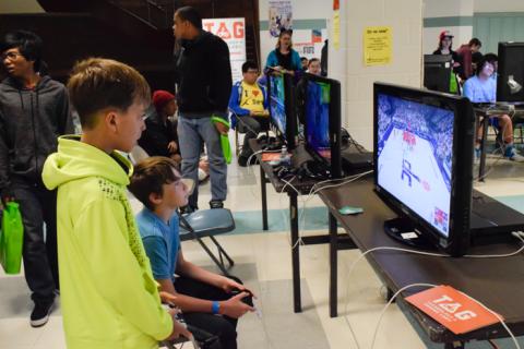 Gamers enjoying sports games