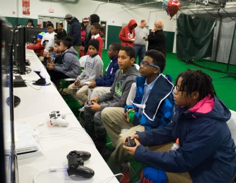 Students enjoying game